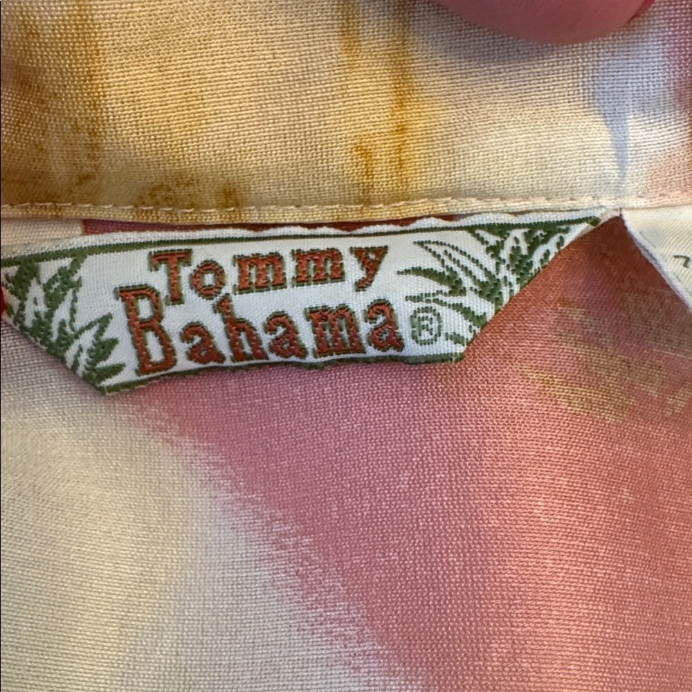 Tommy Bahama Floral Silk Blend Button-Down Shirt - Pink and Green, sz S - Picture 2 of 13